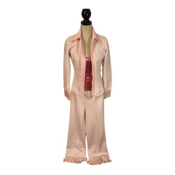 1970’s Vintage Disco Pink Suit with Fringe - Picture 1 of 14